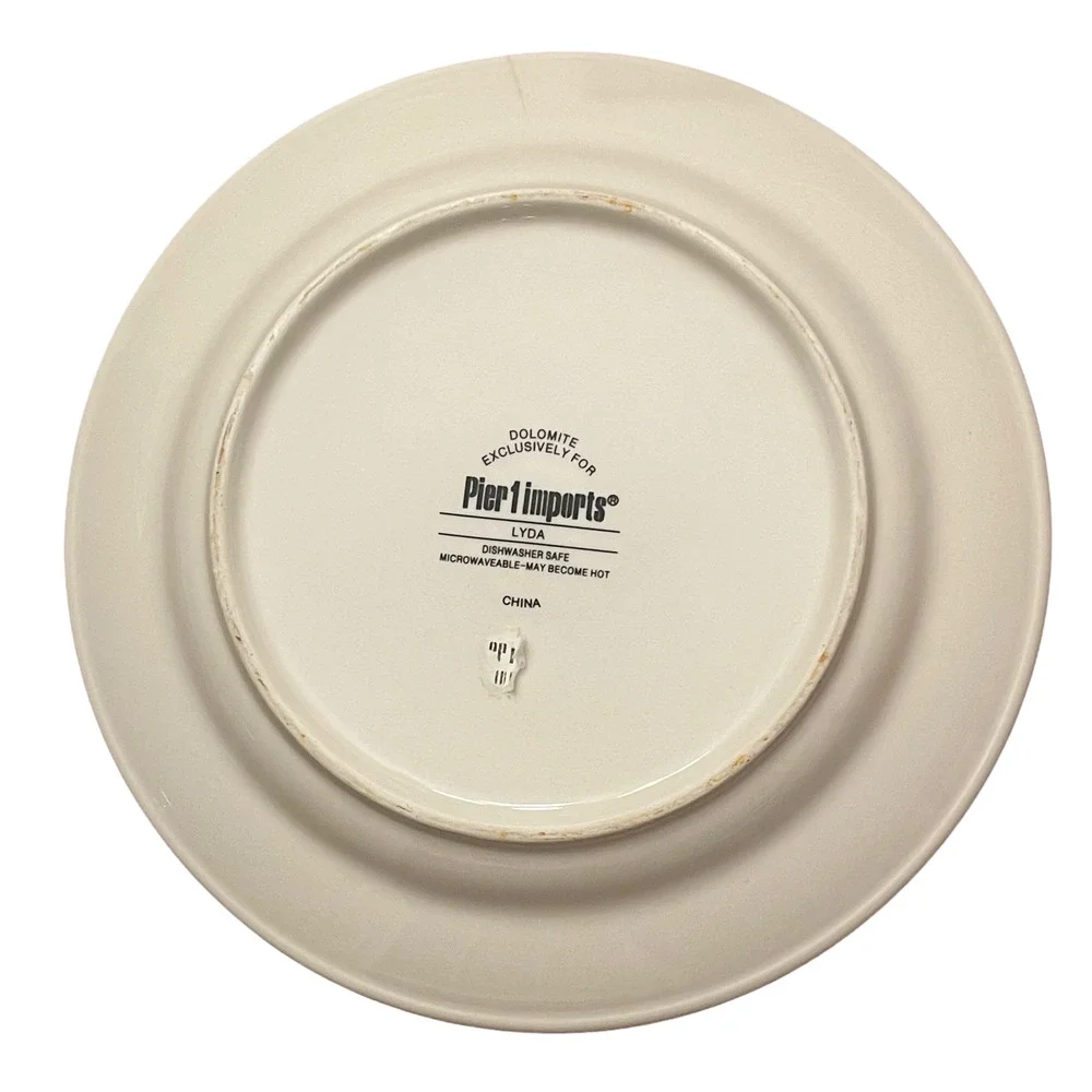 Pier 1 Lyda Salad/Dessert Plates Floral Scroll Dolomite China‎ 8”